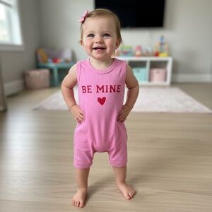 Pink 'Be Mine' Baby Romper